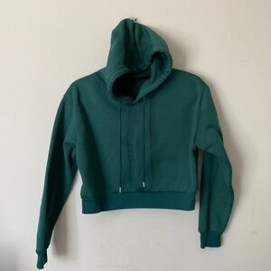 Green hoodie, small, crop, polyester